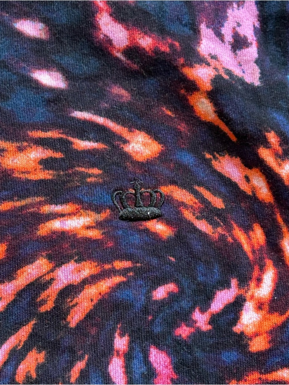 Juicy by Juicy Couture 1X Cropped Sweatshirt Spiral Tie Dye Galaxy Crown Cotton - Picture 7 of 8
